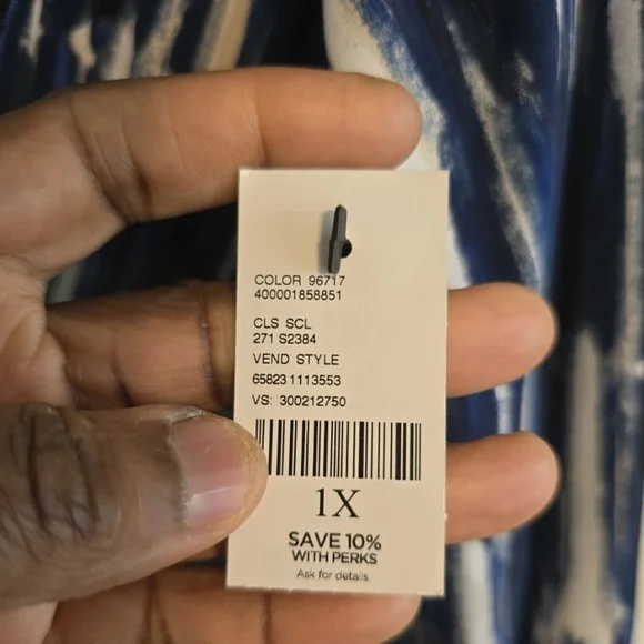 Catherines Tunic Top Womens 1X Blue 3/4 Sleeve Casual Basic Stretchy V-Neck - Picture 5 of 10